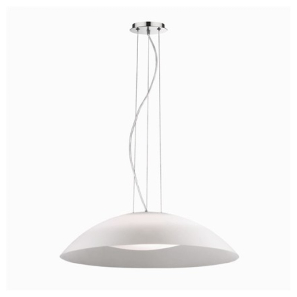Подвесной светильник в стиле модерн LENA SP3 D64 BIANCO Ideal Lux в кухню, спальню в цвете никель/хром