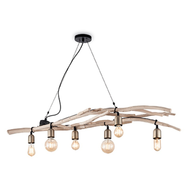 Подвесной светильник в стиле кантри DRIFTWOOD SP6 Ideal Lux в гостиную, кабинет в цвете черный, бежевый, коричневый