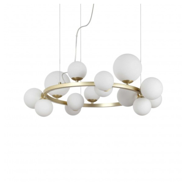 Подвесной светильник в стиле модерн PERLAGE SP14 BIANCO Ideal Lux в гостиную, спальню в цвете латунь
