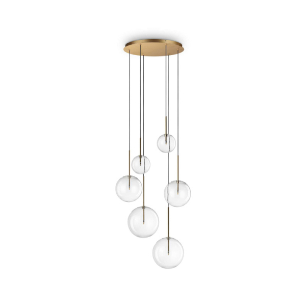 Подвесной светильник в стиле хай-тек EQUINOXE SP6 OTTONE Ideal Lux в кухню, спальню в цвете золото