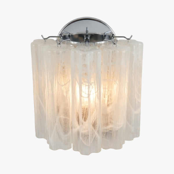 Пара настінних світильників зі скла у вигляді трубок – 5 білих трубок із алебастрового скла. MURANO TUBE 201