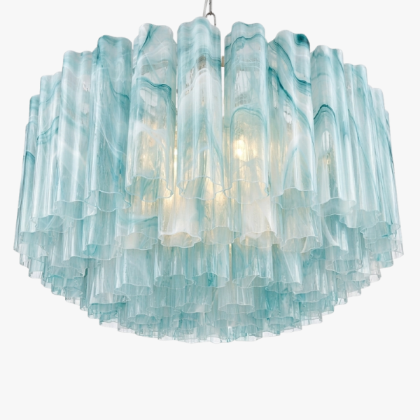 Велика люстра зі скла - 101 трубка із синього алебастрового скла. MURANO TUBE 224