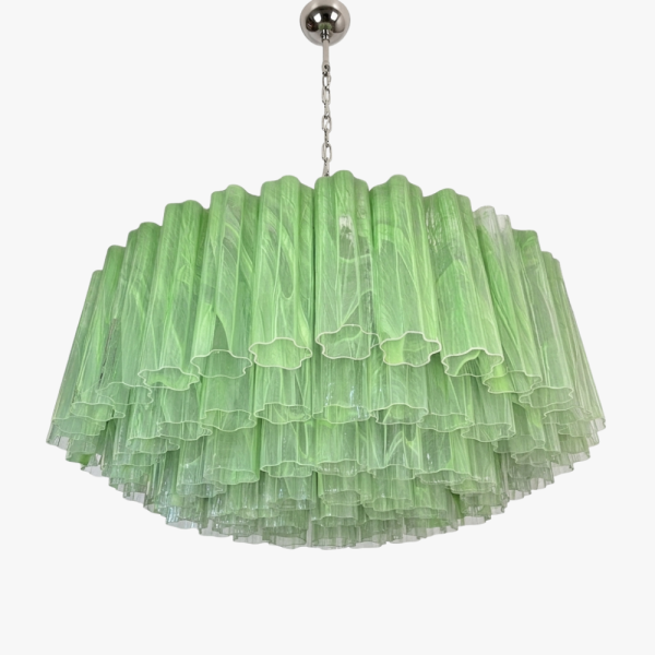 Велика люстра зі скла - 101 трубка із зеленого алебастрового скла. MURANO TUBE 221