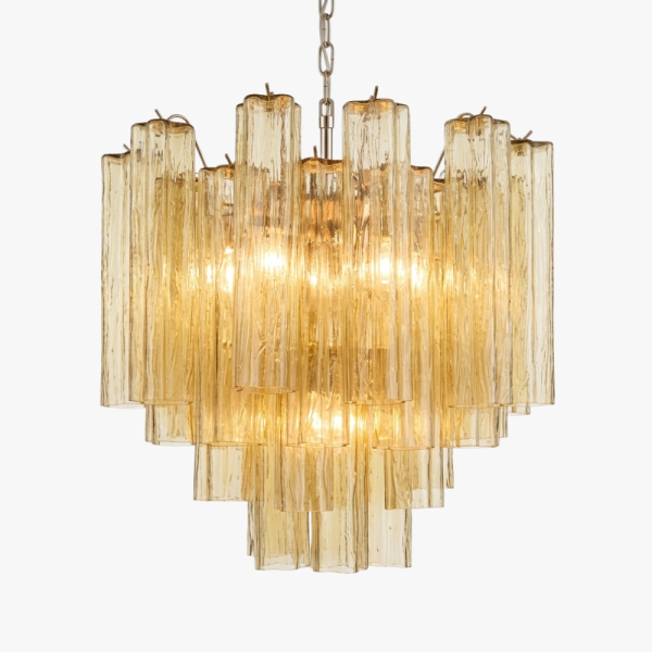 Люстра зі скла із трубками – 36 прозорих бурштинових скляних трубок. MURANO TUBE 171