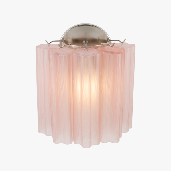 Пара настінних світильників із скла у вигляді трубок – 5 рожевих травлених скляних трубок. MURANO TUBE 203
