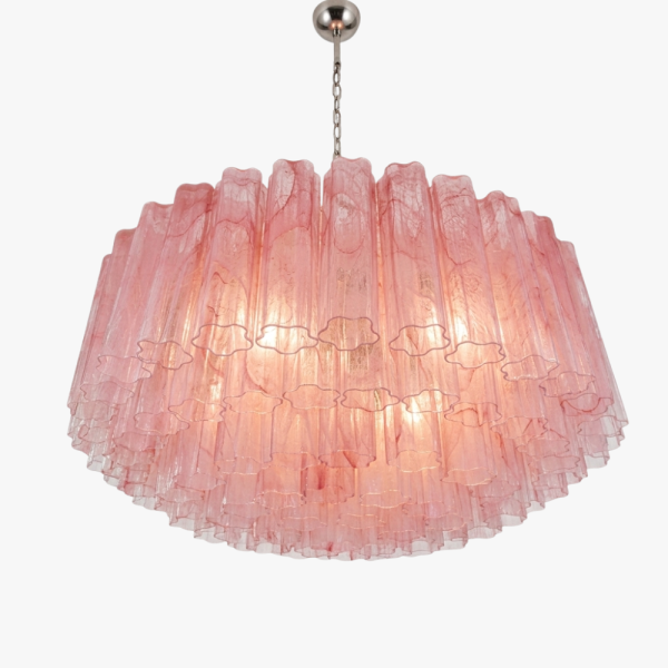 Велика люстра зі скла - 101 трубка з рожевого алебастрового скла MURANO TUBE 222