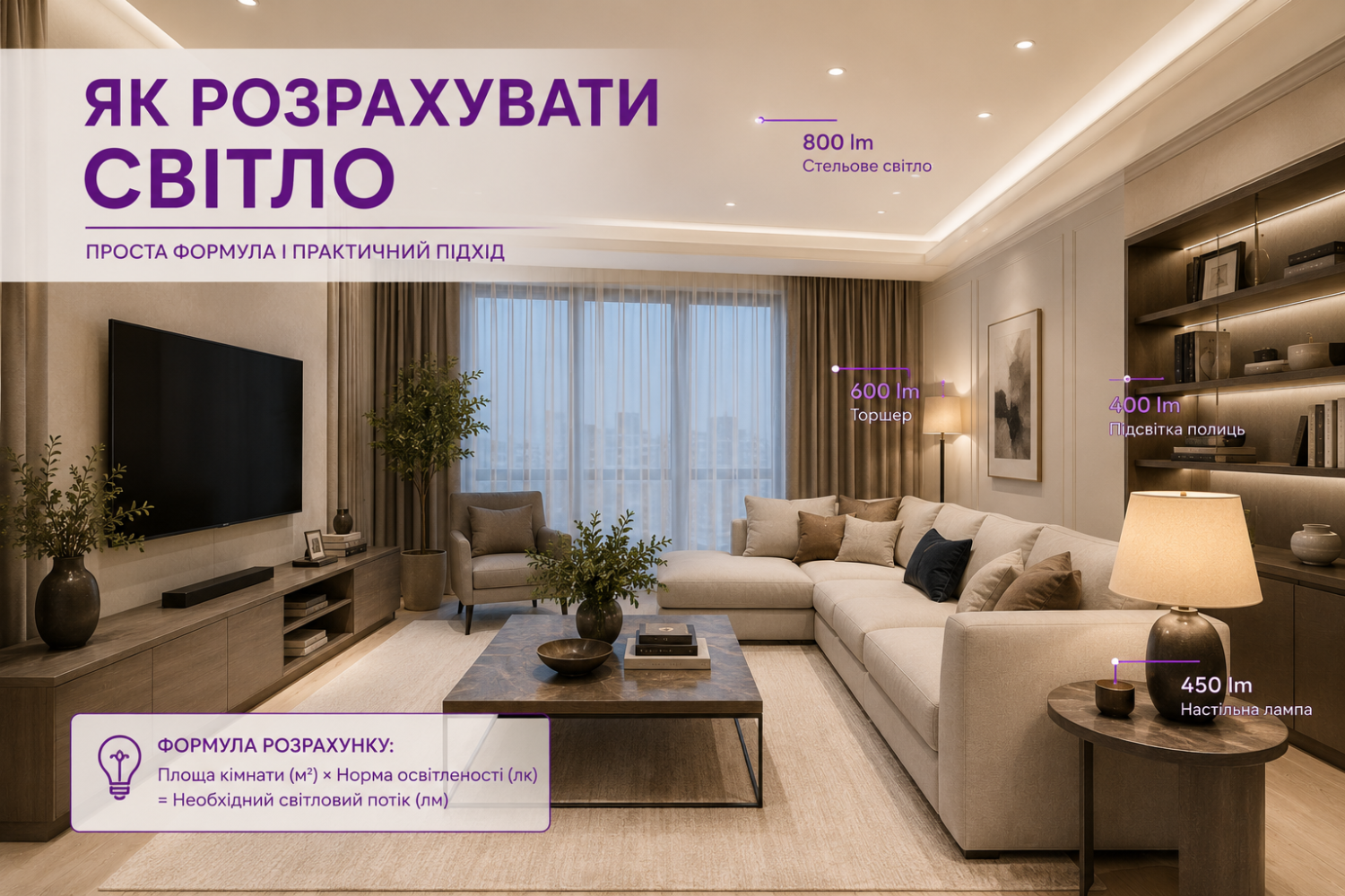 Як розрахувати освітлення кімнати: люмени, норми та формула