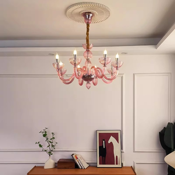 Люстра MURANO Opulent Pink Cascade Light 093