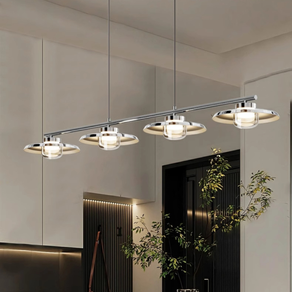 Рейковий, рядний світильник RUBEN LONG 4 плафони. Колір молочно-білий