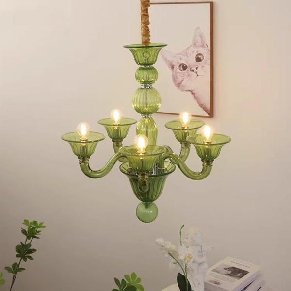 Люстра MURANO Sleek Green Glass Fixture 090