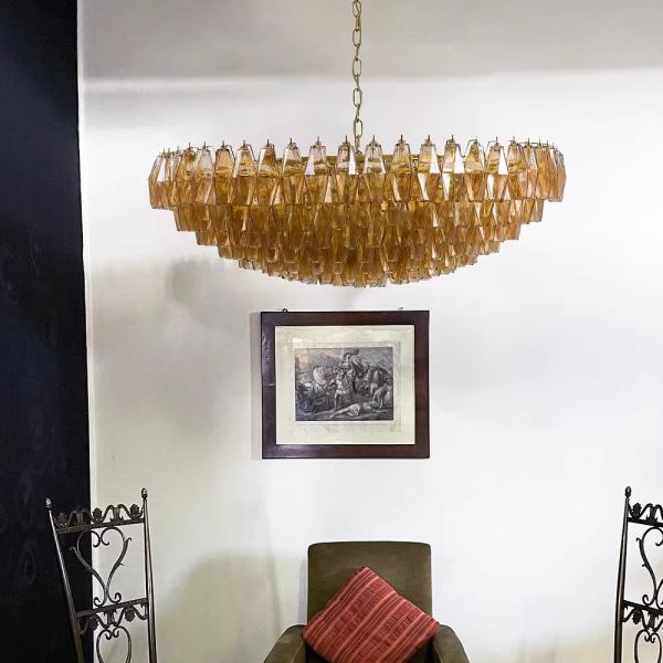 Люстра MURANO Yellow Crystal Cascade Chandelier 085