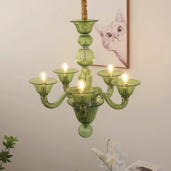 Люстра MURANO Sleek Green Glass Fixture 090