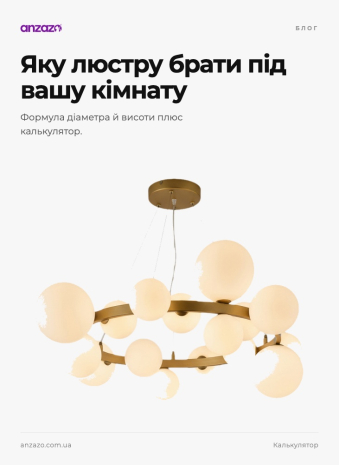 Як підібрати розмір люстри: формула та калькулятор ANZAZO