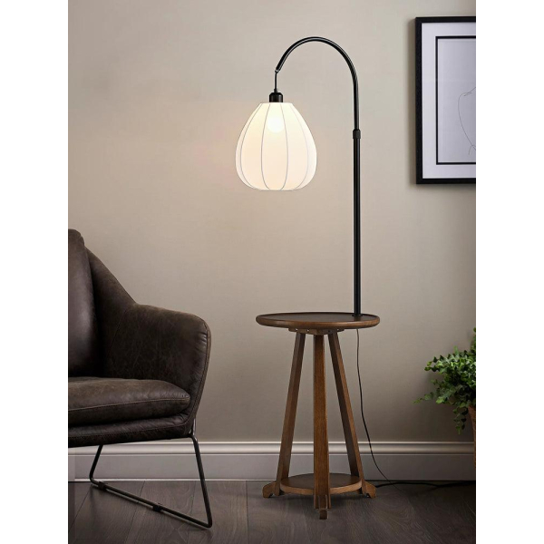 Торшер Arc Side Table — торшери, колір горіха і білий, з матеріалу метал, дерево, стиль сучасний