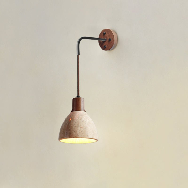 Настінний світильник Arched Travertine — бра, колір горіха і жовтий, з матеріалу метал, жовтий травертин, стиль модерн