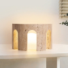 Настільна лампа Arco Stone — колір жовтий і білий, з матеріалу метал, жовтий травертин, стиль модерн