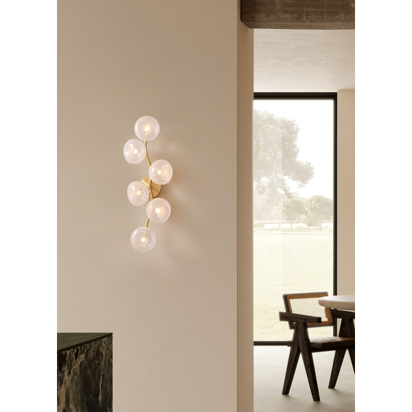 Настінний світильник Aurora Vine — бра, колір золото і рожевий, з матеріалу метал, скло, стиль модерн