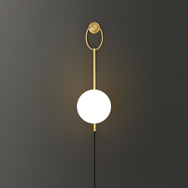 Настенный светильник Ballon Brass — бра, цвет латунь і белый, из материала  латунь, скло, стиль модерн