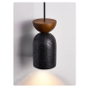 Підвісний світильник Basalt Walnut Drop — колір чорний і колір горіха, з матеріалу чорний травертин, дерево, стиль модерн