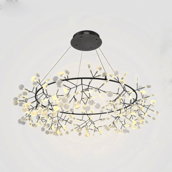 Чорна велика люстра Firefly LED — люстри дизайнерські, з матеріалу нержавіюча сталь, акрил, стиль модерн