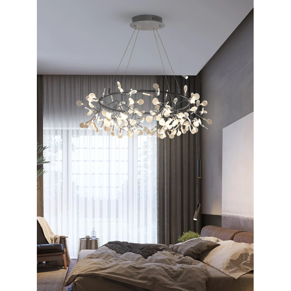 Чорна велика люстра Firefly LED — люстри дизайнерські, з матеріалу нержавіюча сталь, акрил, стиль модерн