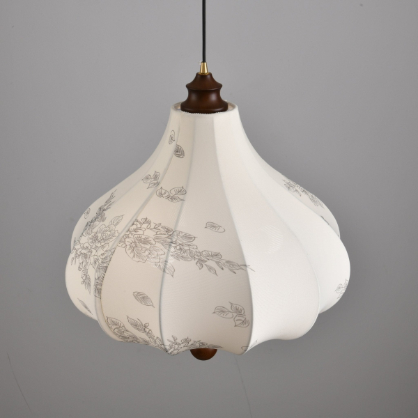 Підвісний світильник Blossom Lantern — колір горіха і білий, з матеріалу тканина, метал, стиль модерн