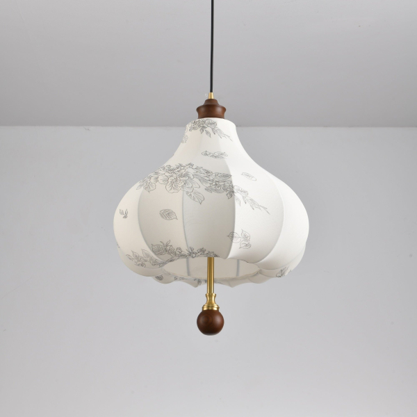 Підвісний світильник Blossom Lantern — колір горіха і білий, з матеріалу тканина, метал, стиль модерн