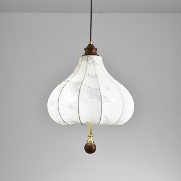Підвісний світильник Blossom Lantern — колір горіха і білий, з матеріалу тканина, метал, стиль модерн