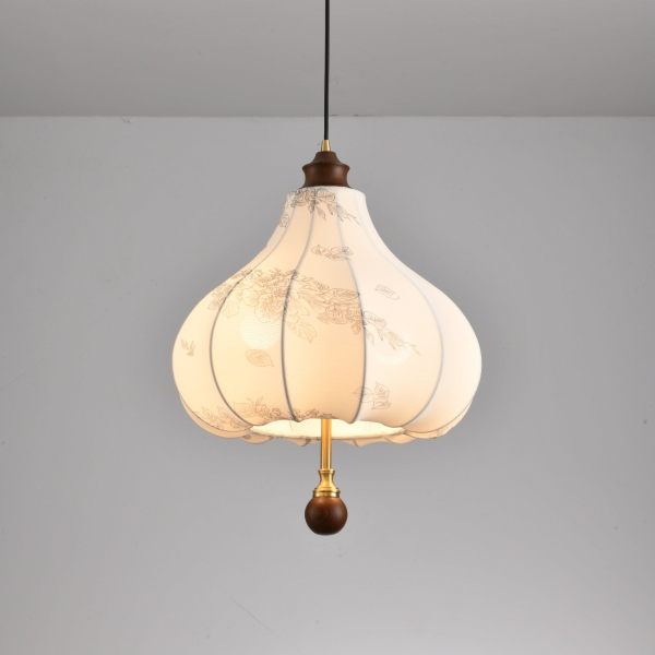 Підвісний світильник Blossom Lantern — колір горіха і білий, з матеріалу тканина, метал, стиль модерн