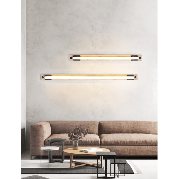 Настенный светильник Caelum Light Bar — бра, цвет дерева і желтый, из материала метал,  жовтий травертин, стиль модерн