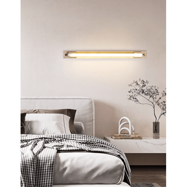 Настенный светильник Caelum Light Bar — бра, цвет дерева і желтый, из материала метал,  жовтий травертин, стиль модерн