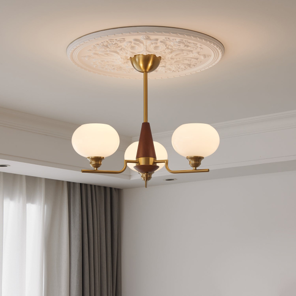 Люстра Celeste Sphere Walnut — цвет ореха і золото, из материала  метал, дерево, стиль современный