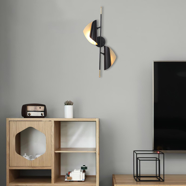 Настінний світильник Cigale Double — бра, колір золото і чорний, з матеріалу метал, стиль модерн