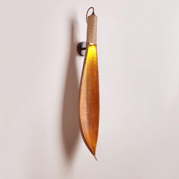 Настінне бра Cocoa Leaf — з матеріалу листя какао, конопляна мотузка, стиль модерн