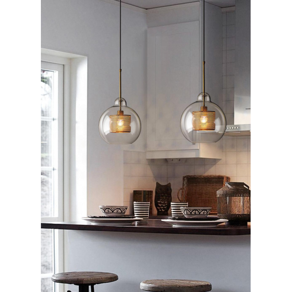 Подвесной светильник Chiswick Glass Combination — цвет серебристый і медь, из материала метал, скло, стиль современный