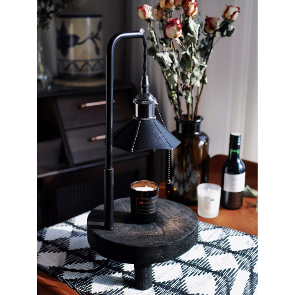 Настільна лампа Cordero Wooden Stool — колір чорний і коричневий, стиль сучасний