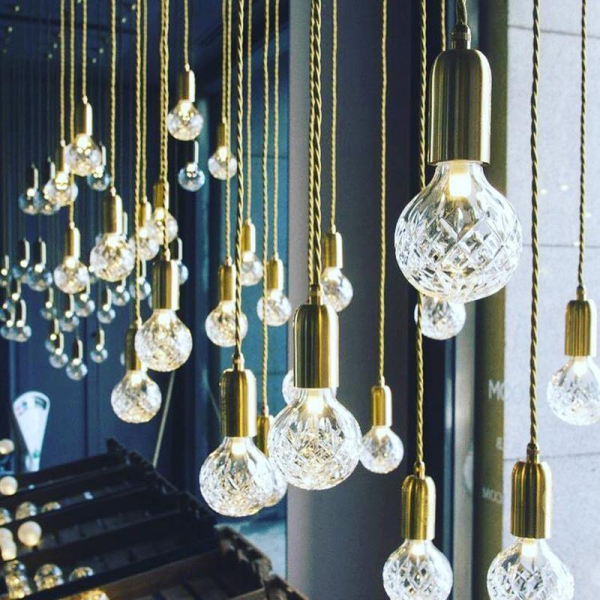 Світлодіодна підвісна лампа Crystal Bulb — підвісний світильник, колір латунь і прозорий, з матеріалу скло, стиль модерн