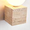 Настінний світильник Cube Stone — настільна лампа, колір жовтий і білий, з матеріалу  травертин, метал, стиль модерн