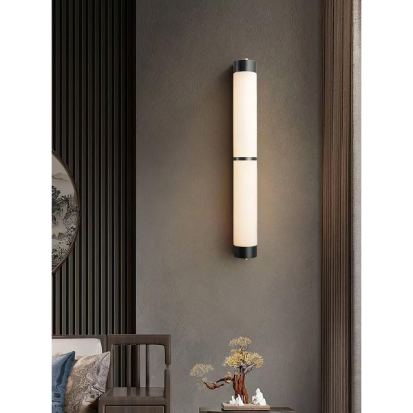Настінний світильник Cylindra Alabaster Brass — бра, колір латунь і білий, з матеріалу алебастр, стиль модерн
