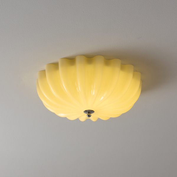 Стельовий світильник Dewdrop Shell — колір кремовий, з матеріалу метал, дерево, стиль модерн