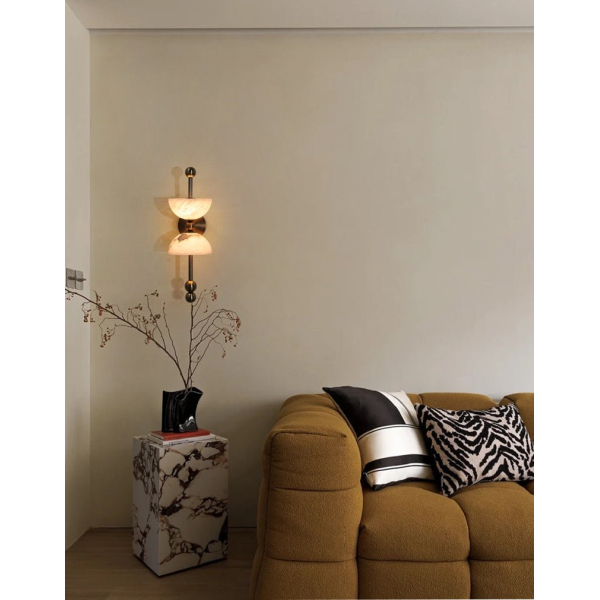 Настінний світильник Duo Alabaster — бра, колір білий, з матеріалу  метал, алебастр, стиль модерн