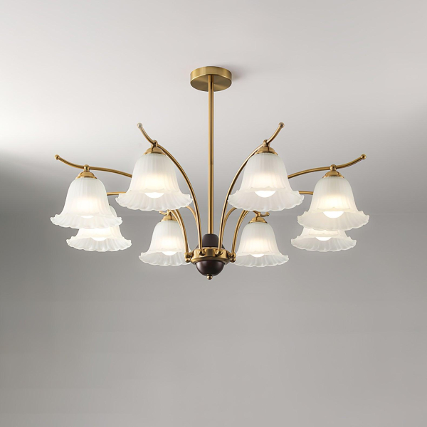 Люстра Flora Brass Alabaster — люстри дизайнерські, колір латунь і білий, з матеріалу скло, стиль сучасний