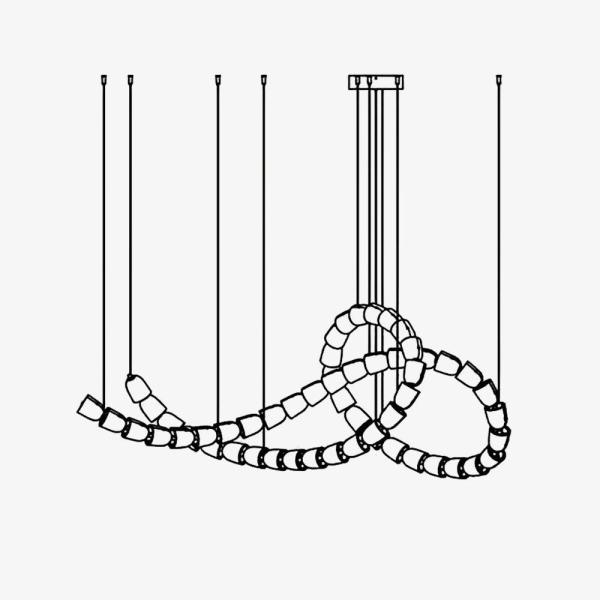 Светодиодная люстра Gabriel Knot | Индивидуальные размеры и освещение на заказ для элитных домов и коммерческих помещений — цвет прозрачный і хром, из материала акрил, залізо, стиль модерн