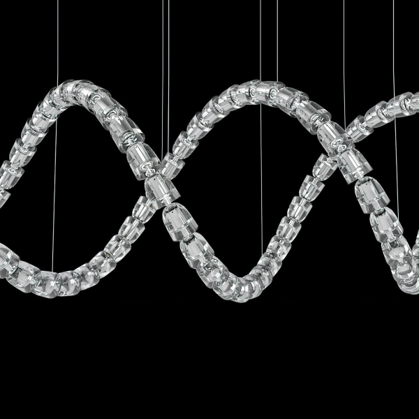 Светодиодная люстра Gabriel Knot | Индивидуальные размеры и освещение на заказ для элитных домов и коммерческих помещений — цвет прозрачный і хром, из материала акрил, залізо, стиль модерн