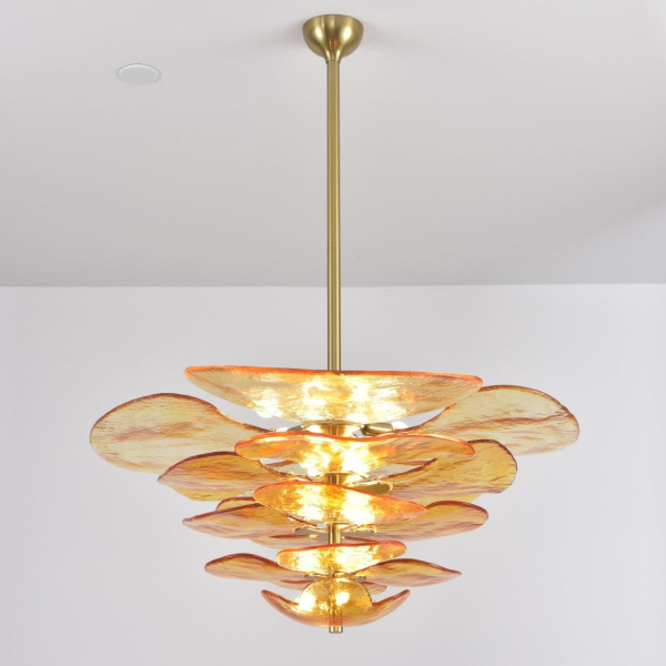 Люстра Petals Gold Murano — цвет розовый і золото, из материала метал, скло, стиль современный