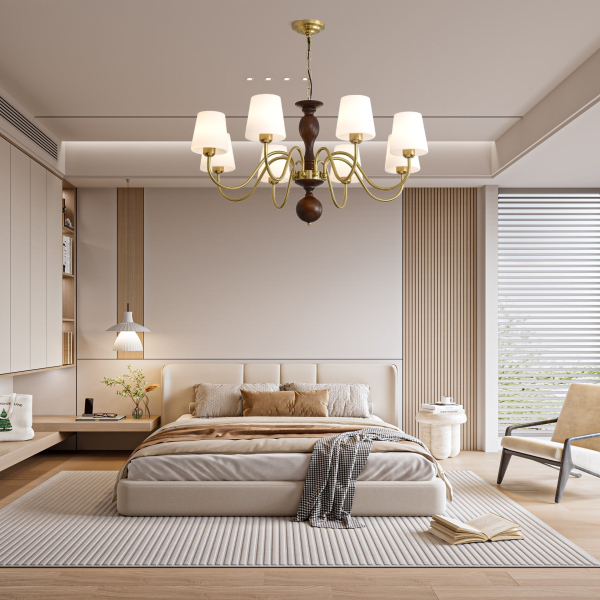 Люстра Grove Haven — люстри дизайнерські, колір горіха і золото, з матеріалу  метал, дерево, стиль сучасний