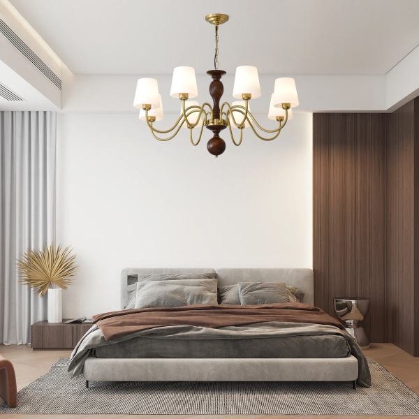 Люстра Grove Haven — люстри дизайнерські, колір горіха і золото, з матеріалу  метал, дерево, стиль сучасний
