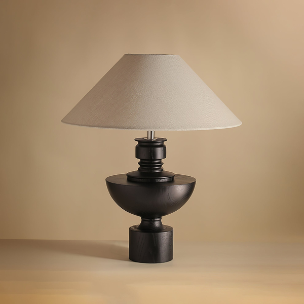 Настільна лампа Helios Vase — колір горіха і чорний, з матеріалу метал, дерево, стиль модерн