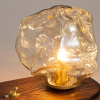 Настільна лампа Ice Stone Glass — колір сірий і колір дерева, з матеріалу метал,  скло, стиль модерн