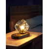 Настільна лампа Ice Stone Glass — колір сірий і колір дерева, з матеріалу метал,  скло, стиль модерн
